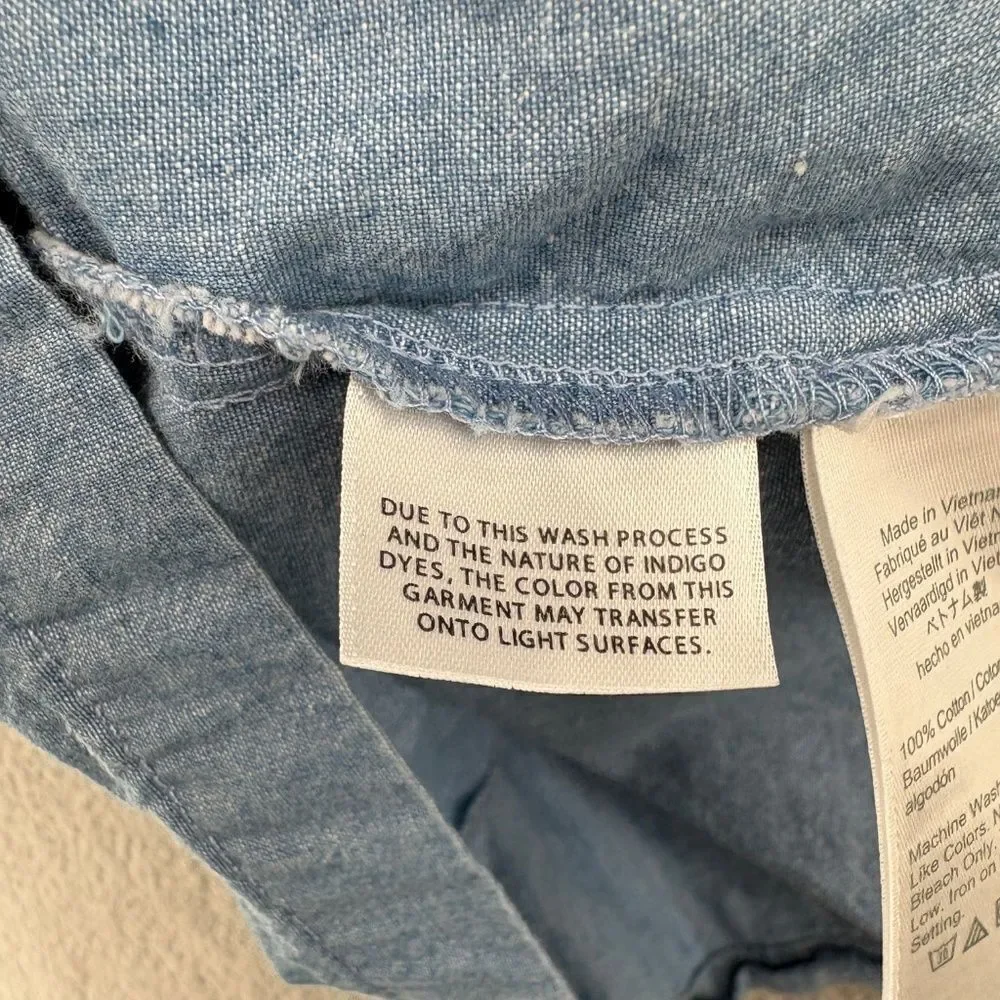 J. Crew Tie-Neck Chambray Ruched Top In Cranbury Blue Size Small - Picture 7 of 9